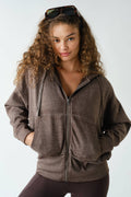 Fleece Hoodie Jacket with Tapered Sleeves