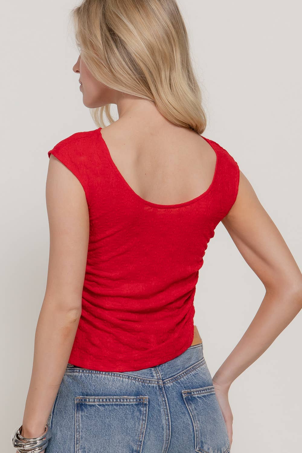 Sleeveless Reversible Boat/Round Neck Stretch Lace Top