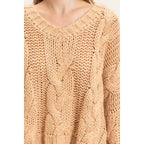 Cable Knit V-Neck Sweater