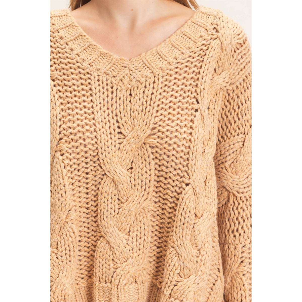 Cable Knit V-Neck Sweater
