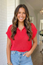 LAS-LIVE Eyelet Knit Ribbed Hollow Out Sweater (S-XL)