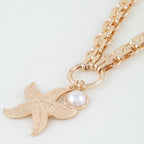 Hammered Starfish Pendant Toggle Chain Necklace