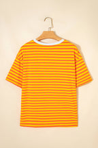 LAS Stripe Looks Contrast Drop Shoulder Loose Tee (S-4X)