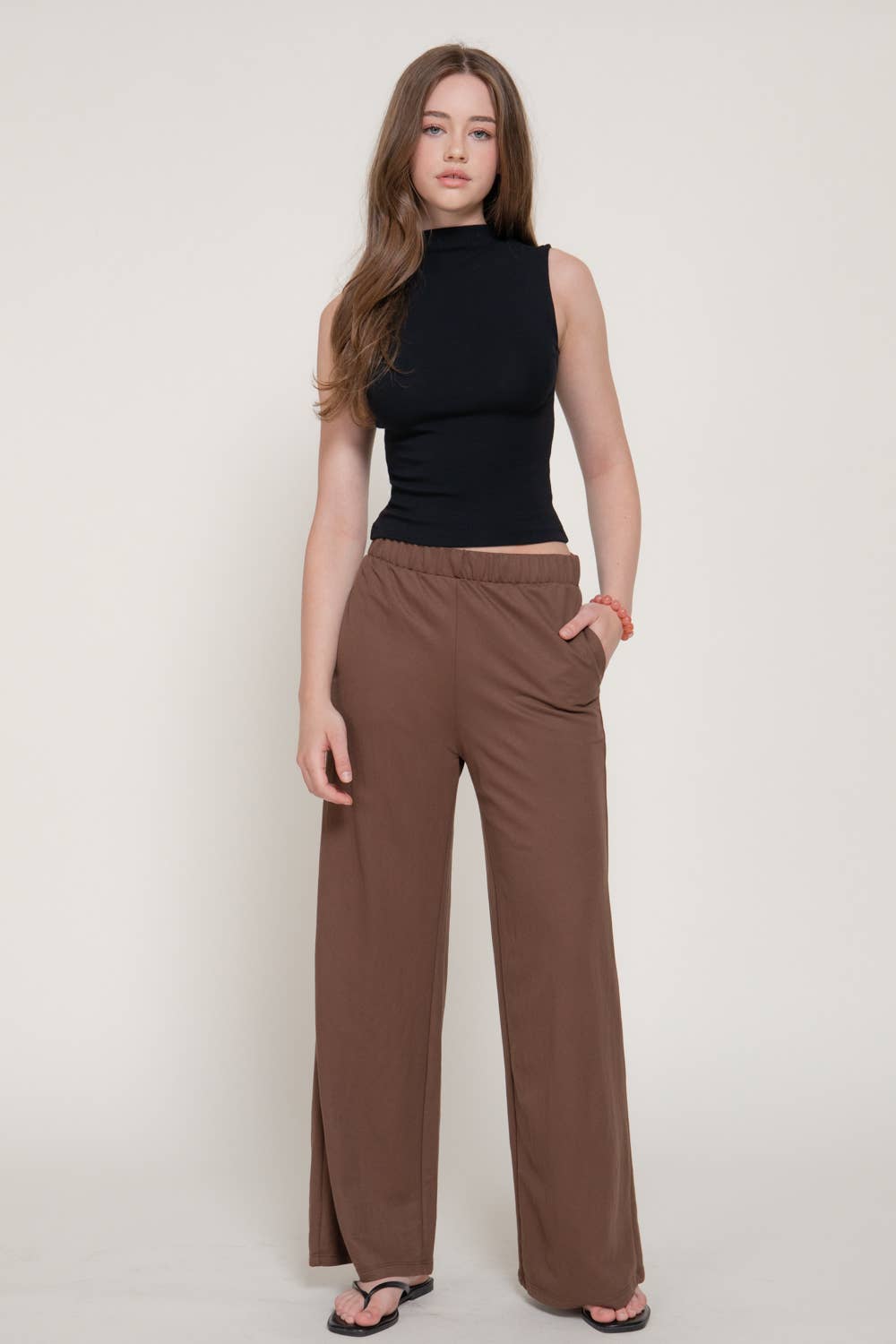 Sleeveless High Neck Cotton Modal Knit Top