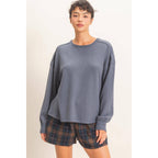 Raw Edge Waffle Sweatshirt