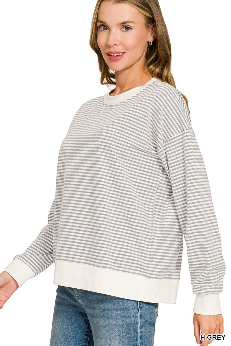 Striped Rib Banded Pullover