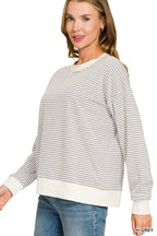 Striped Rib Banded Pullover