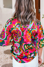 Summer Lace up V Neck Puff Blouse