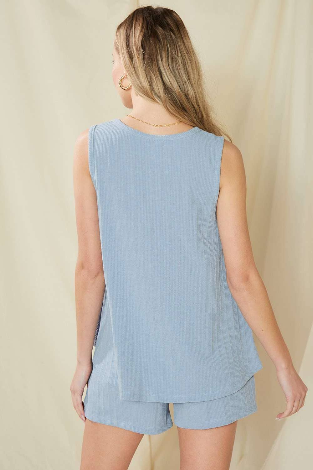 SET9603-SOLID RIBBED SET WITH ELASTIC WAISTBAND