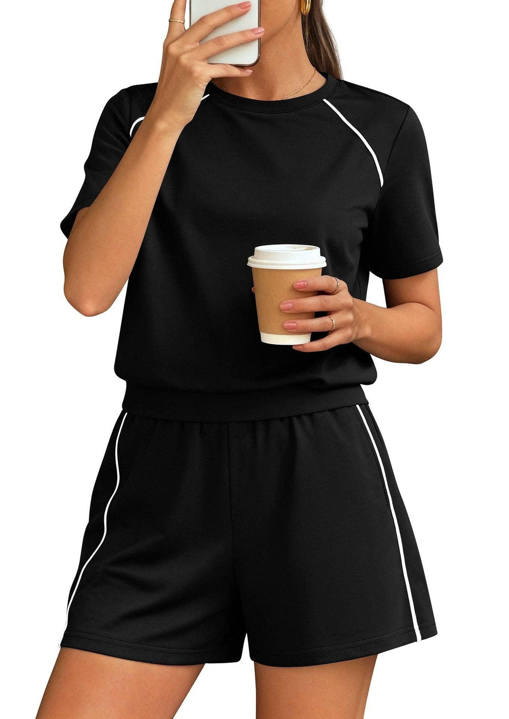 Athleisure Contrast Trim Two Piece Lounge Set