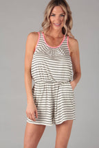 Stripe and neon trim romper (P15305)