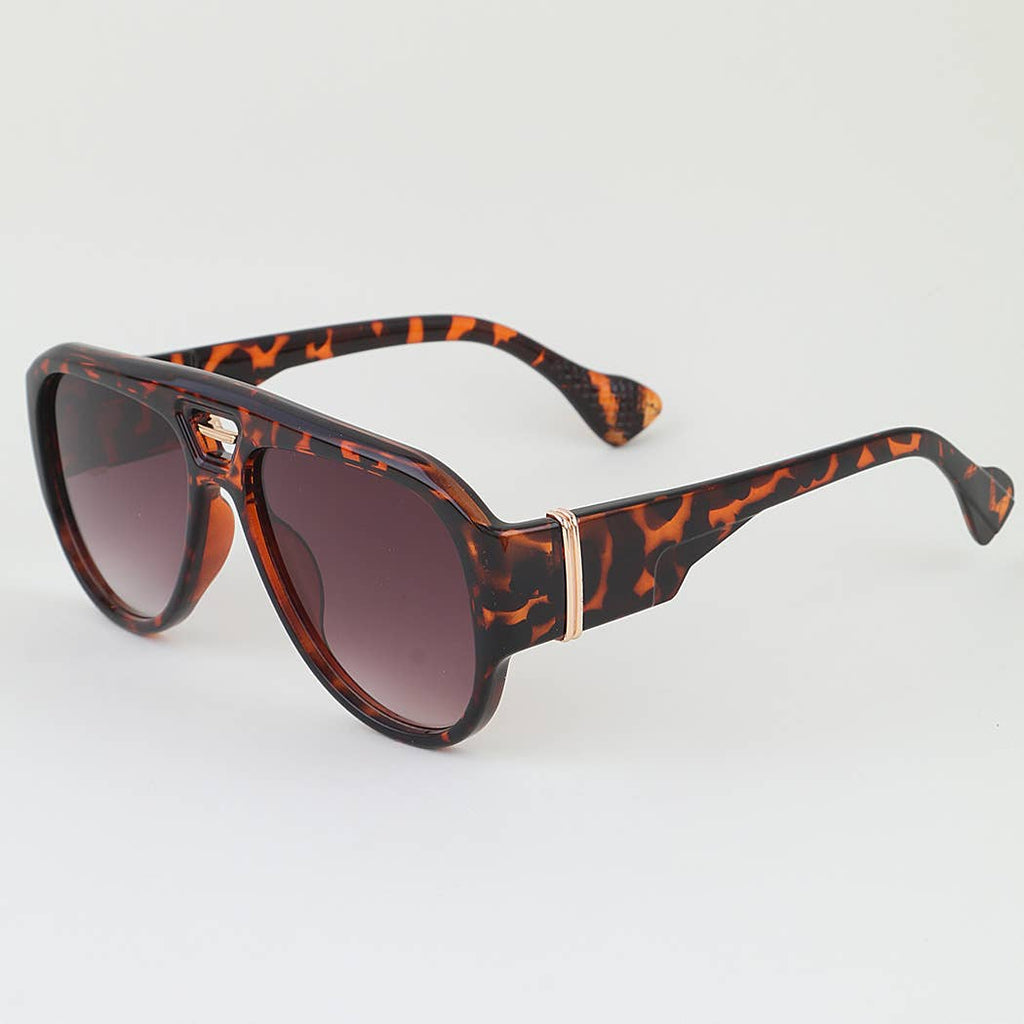 Leopard Straight Aviator Sunglasses