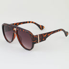 Leopard Straight Aviator Sunglasses