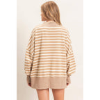 Striped Mock Neck Sweatshirt