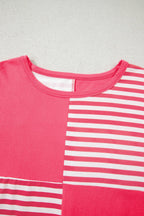Stripe Patchwork Long Sleeve Tunic Top