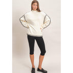 Blanket Stitch High Neck Sweater