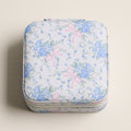 Travel-Ready Blue Floral | Jewelry Box with Pink Bow