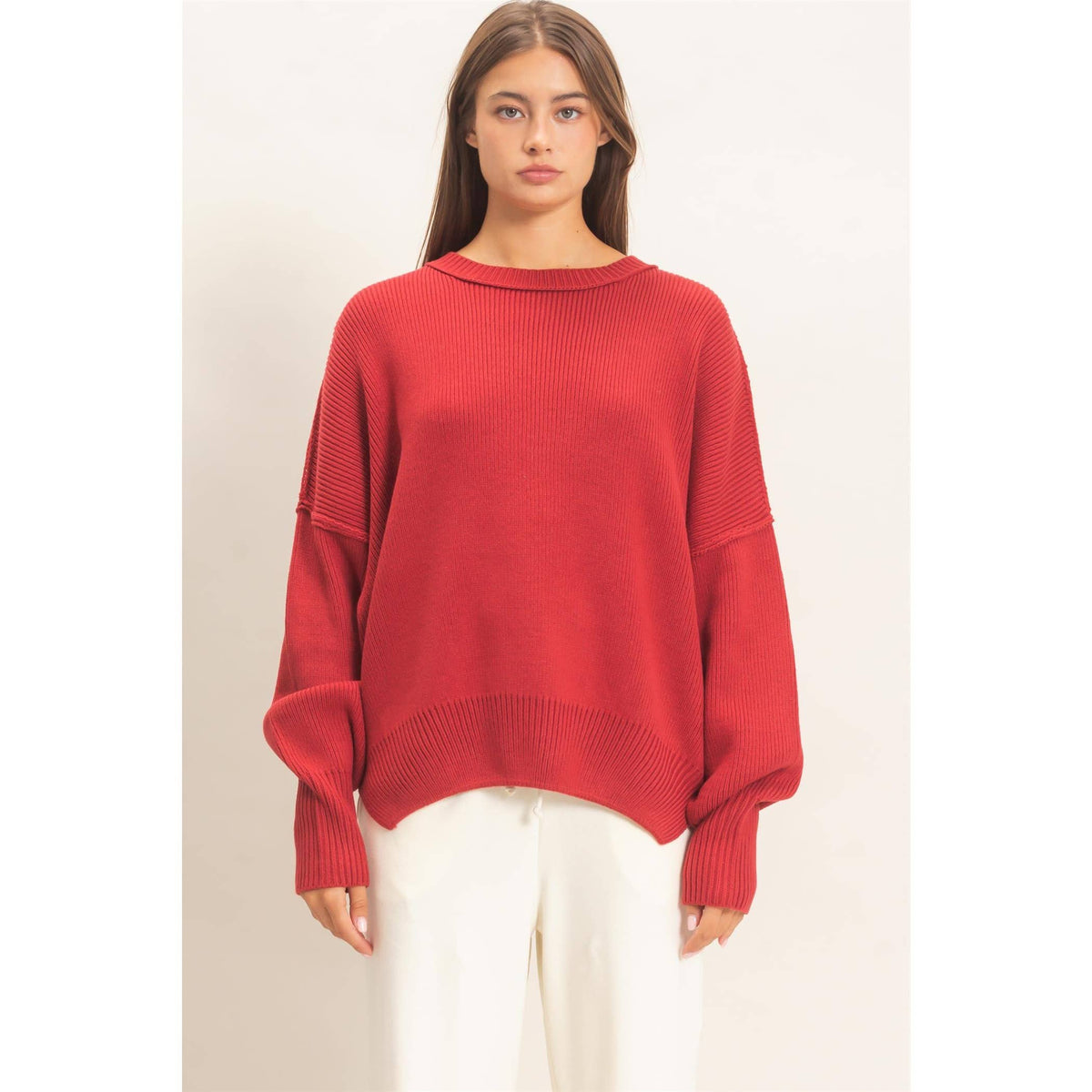 Ribbed Crew Neck Sweater