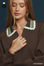 French Terry Contrast Collar Pullover