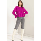 Pintuck Ruffle Detail Woven Blouse