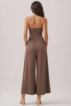 JR56941C - V SHAPE DROP WAIST TUBE JUMPSUIT