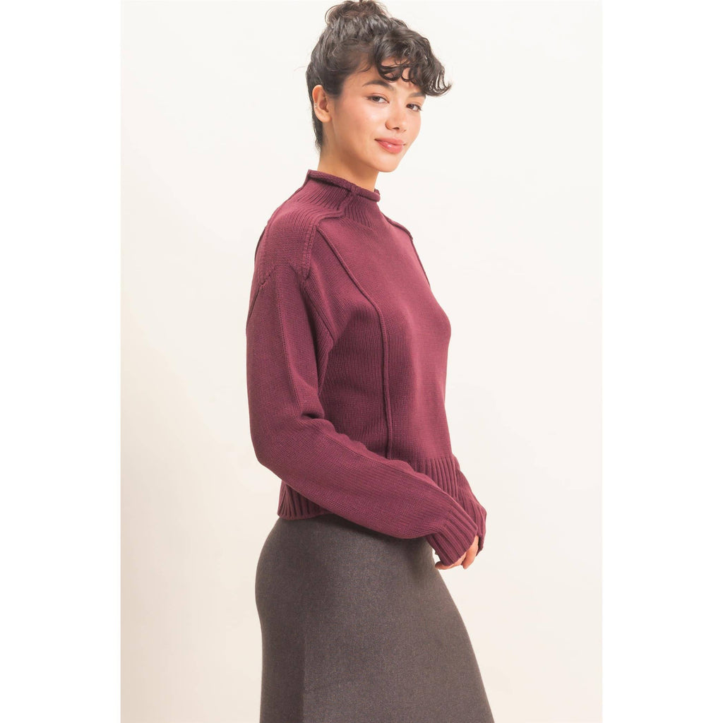 Roll Neck Sweater With Reversed Seam