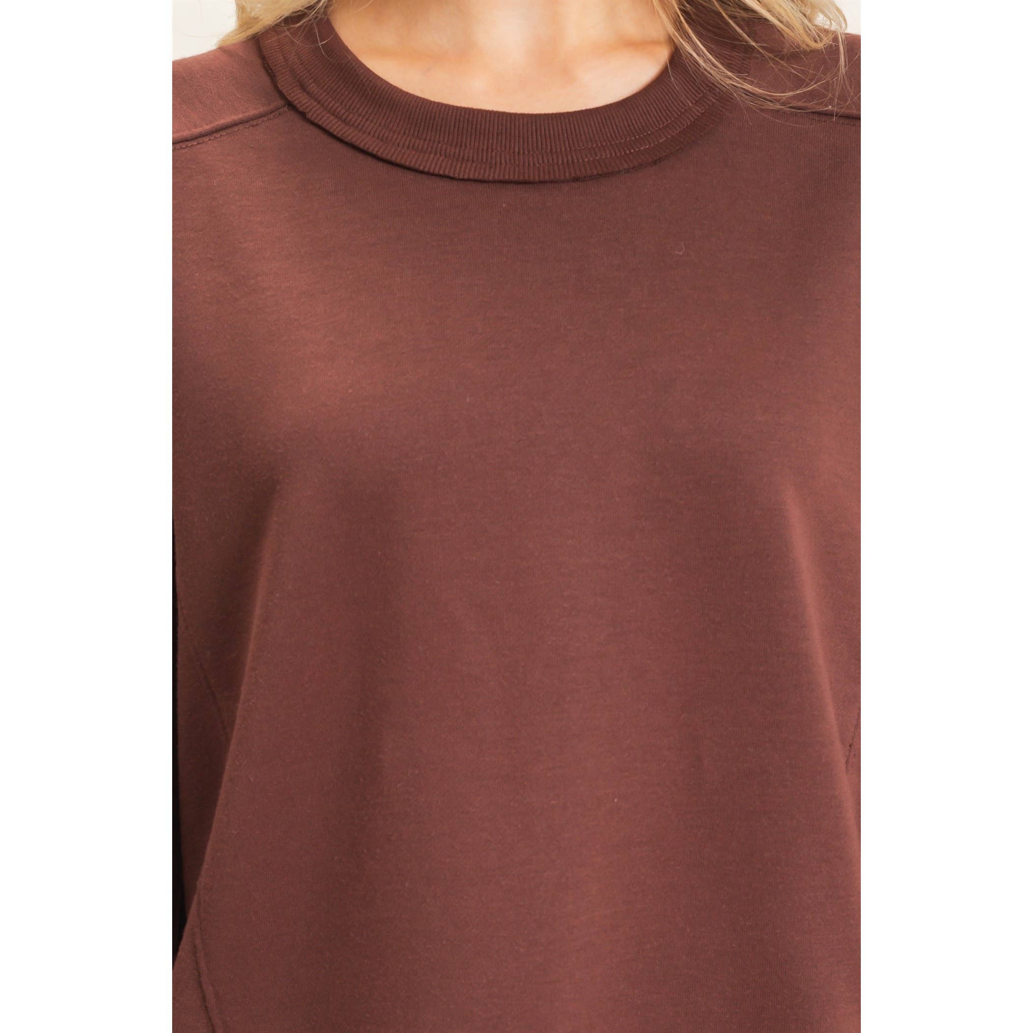 Ribbed Crew Neck Sweatshirt