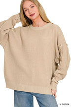Exposed Seam Drop Shoulder Oversized Sweater