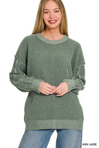 Exposed Seam Drop Shoulder Oversized Sweater