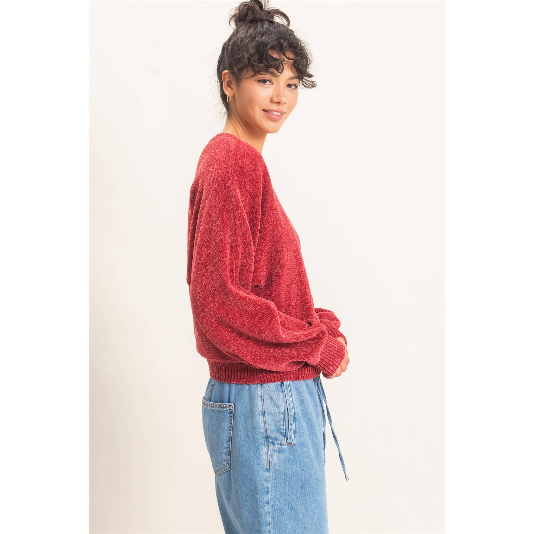 Chenille Crew Neck Sweater