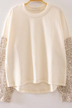 Contrast Print Sleeve Thermal Top