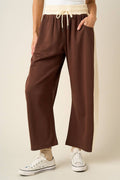CLOUD KNIT CONTRAST STRIPE BARREL LEG LOUNGE PANTS
