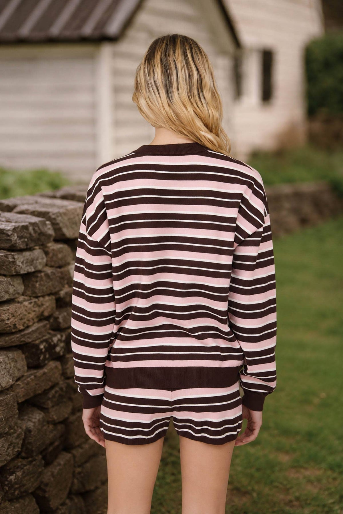 MULTI-COLOR STRIPE BOXY LONG SLEEVE KNIT TOP