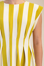 Round Neck Waist Pleated Mini Dress