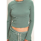 Striped Waffle Long Sleeve Top & Pants Set