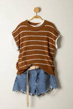 12W3319N-Striped Knit Sweater Vest Top