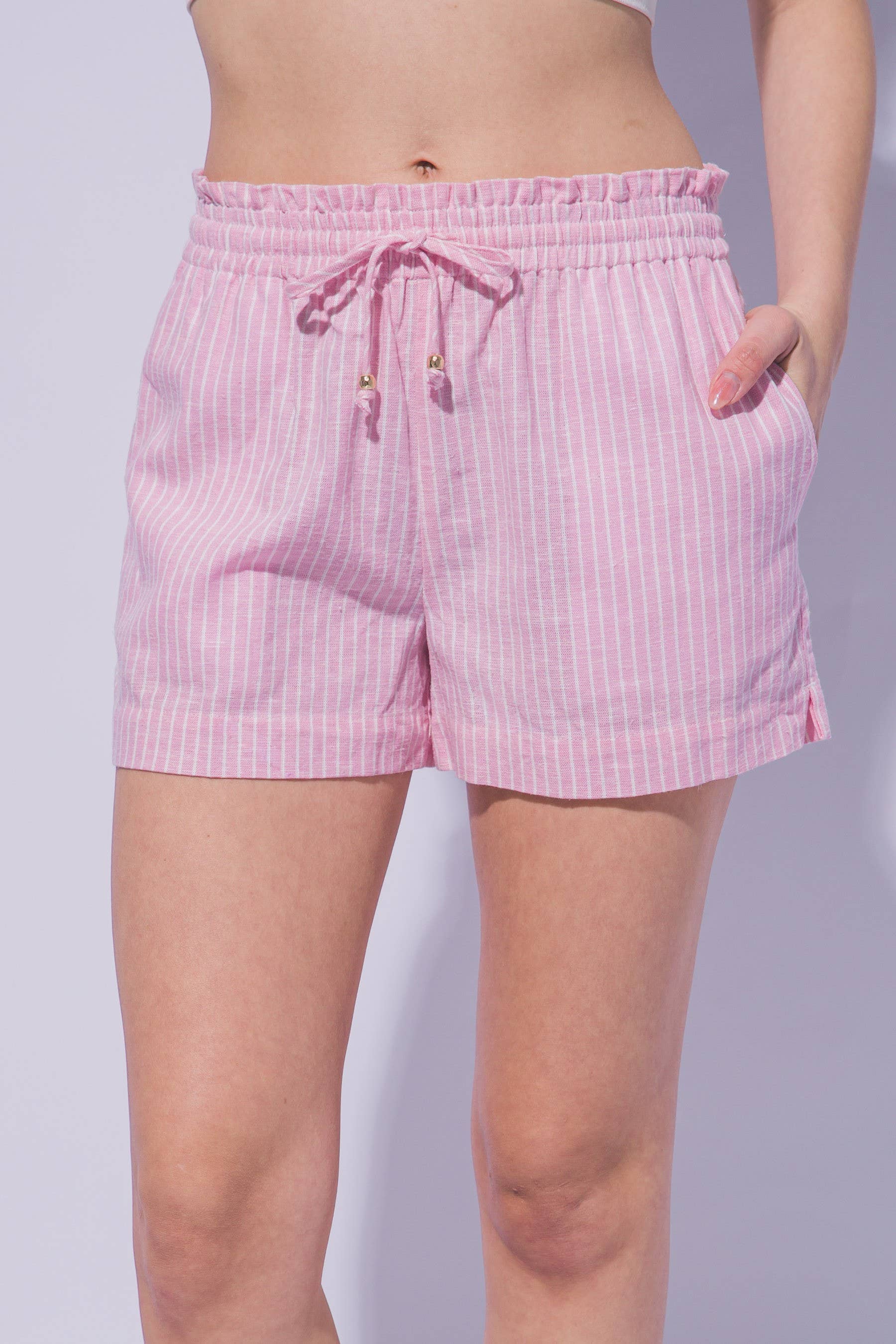 Striped Linen Blend Shorts