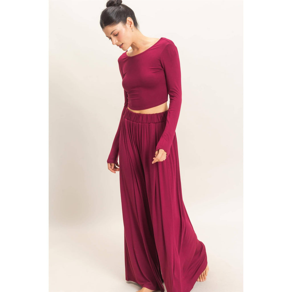 Long Sleeve Top & Wide Leg Pants Set
