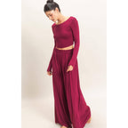 Long Sleeve Top & Wide Leg Pants Set