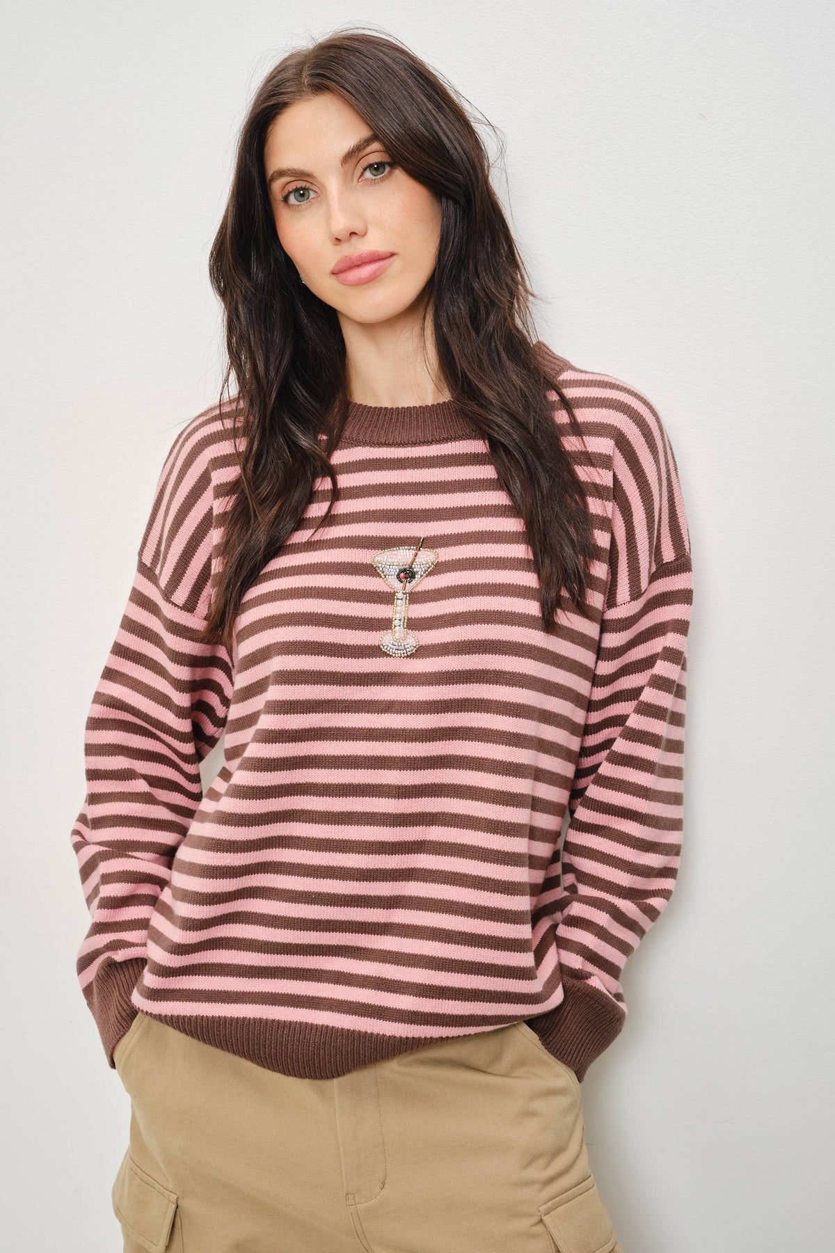 ZELDA MARTINI BEAD STRIPED SWEATER