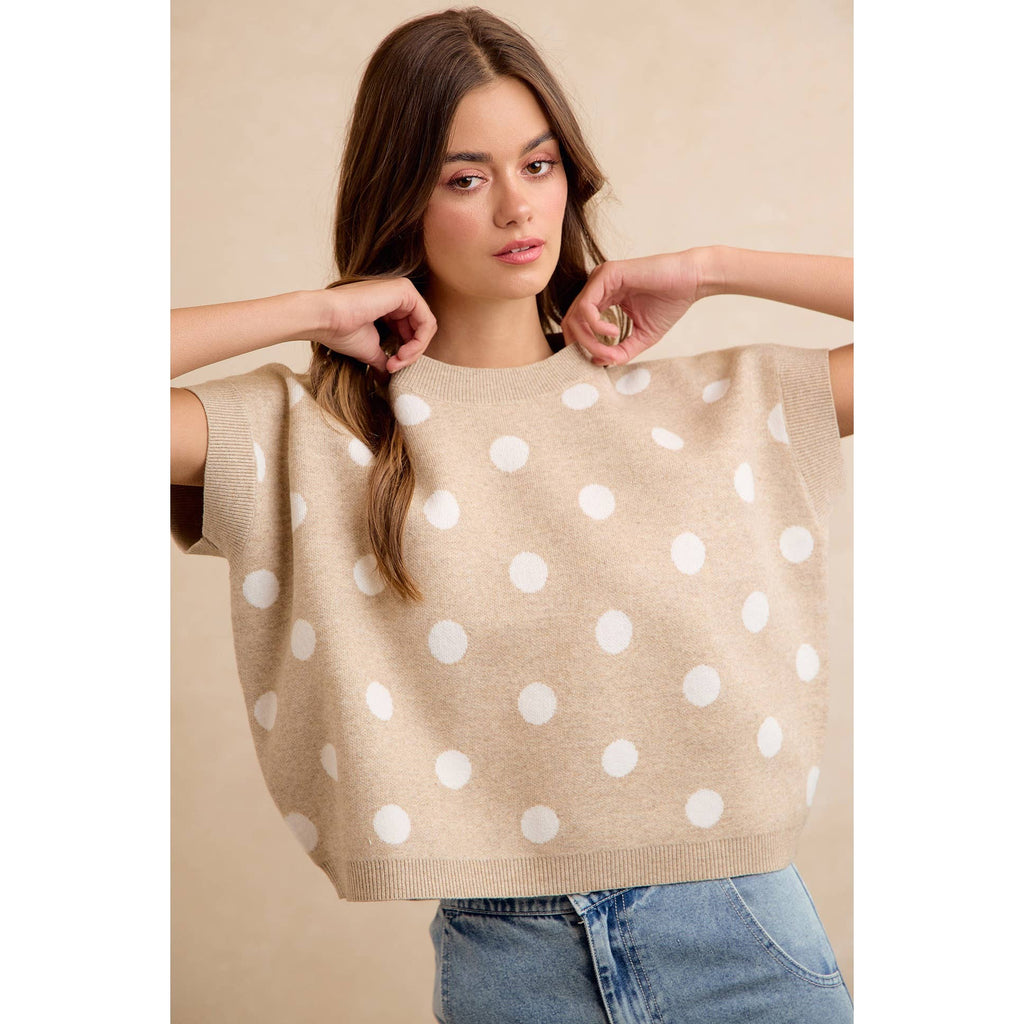 POLKA DOT KNIT SLEEVELESS TOP
