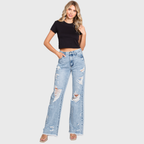 P865VXF-LT DESTROYED HIGH RISE RIGID VINTAGE FLARE JEANS
