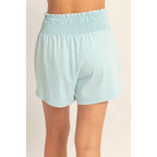 Smocked Waist Mineral Wash Shorts