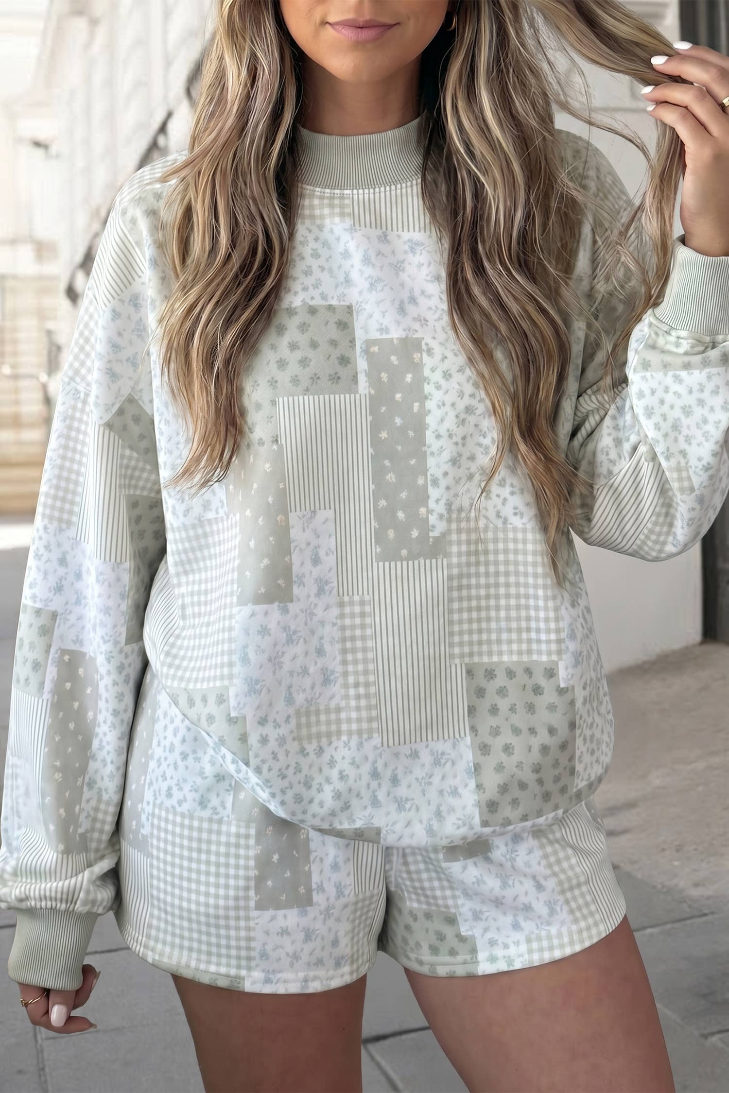 Patchwork Floral Print Shorts Set | S-XL & Plus 1X-4X