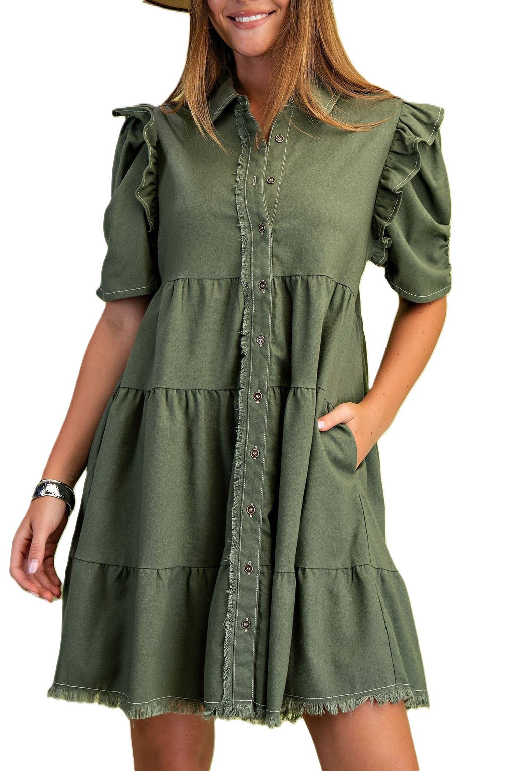 Linen Button Up Shirt Dress