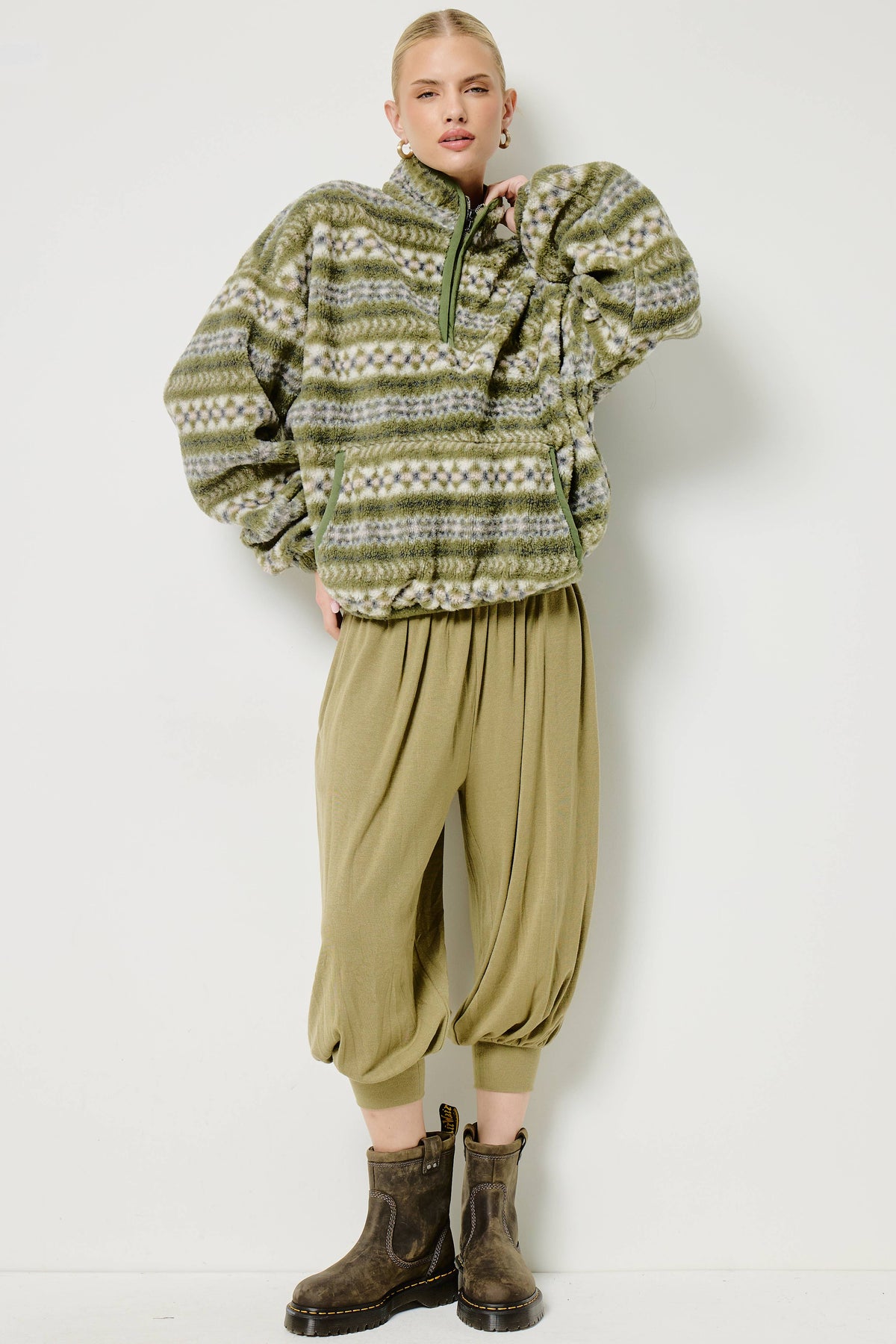 Novelty Stripe Sherpa Half Zip Pullover