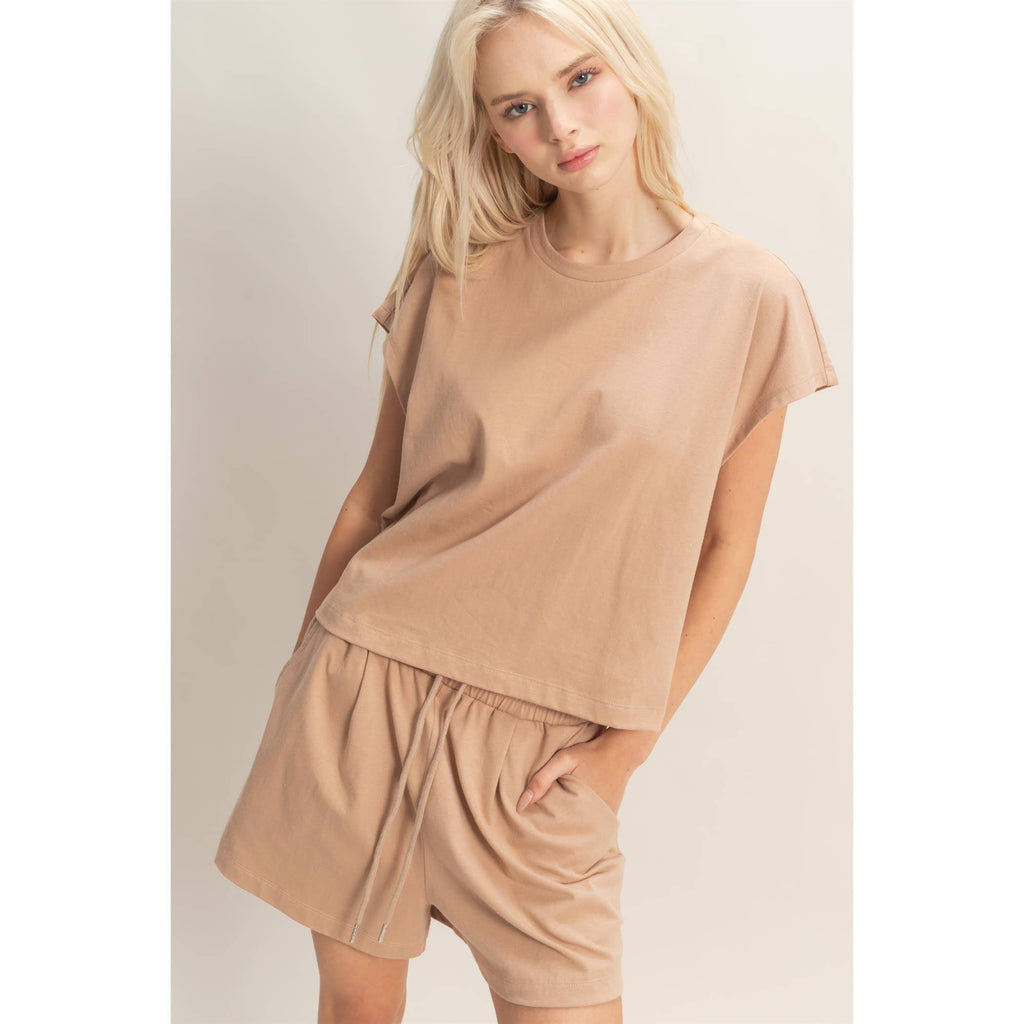 Cap Sleeve Boxy Top And Shorts Set