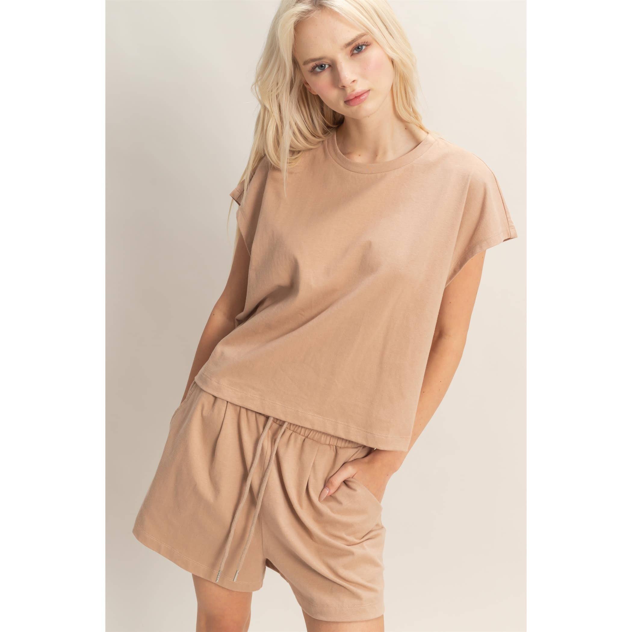 Cap Sleeve Boxy Top And Shorts Set