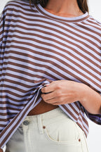 8649HN Oversized Stripe Boyfriend Tee