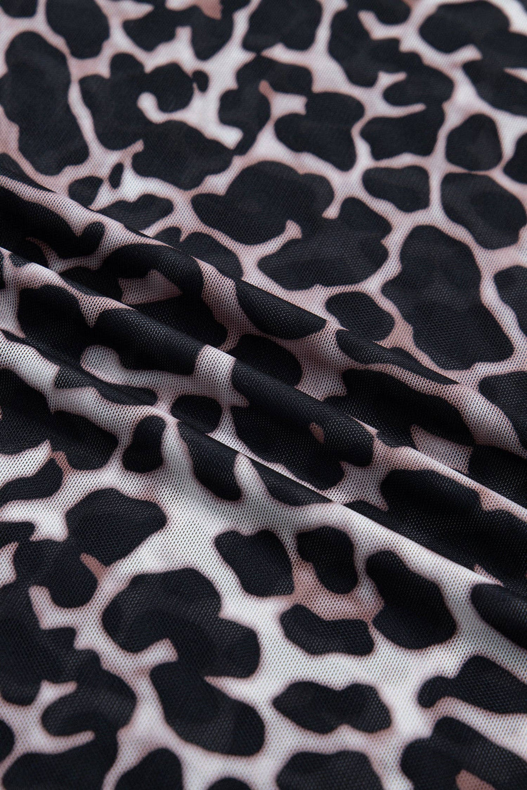 PRETTY BASH Leopard Sheer Mesh Short Sleeve Top